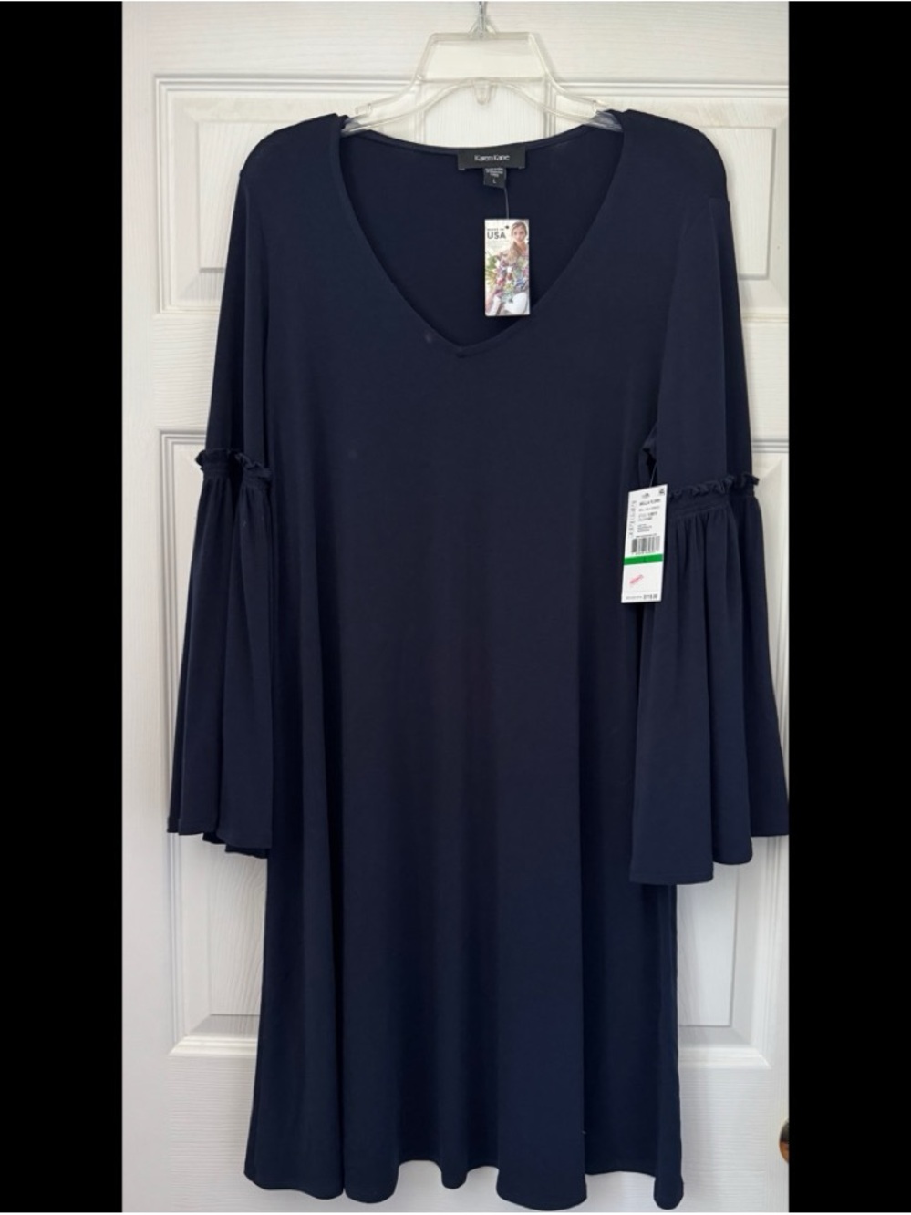 Karen Kane Navy Bell Sleeve V-Neck Dress
